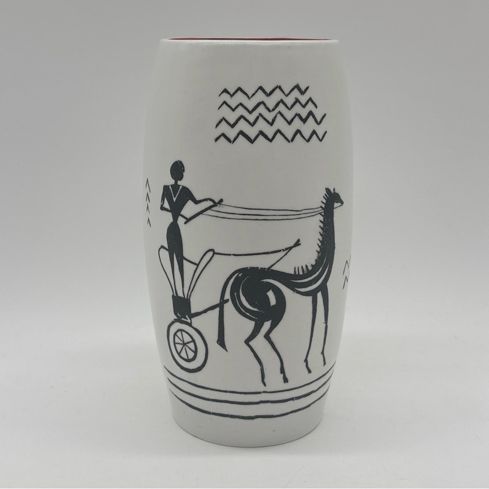 Vintage Burleigh Ware Vase Egyptian Greek Horse Chariot 1950's MCM Staffordshire